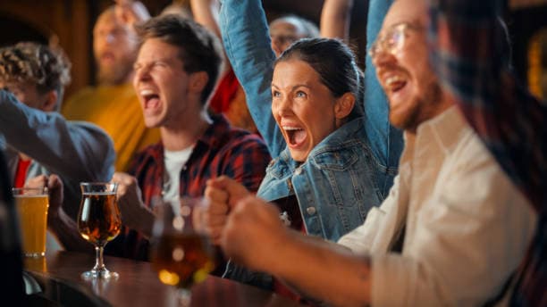 Crowd at a bar on match day